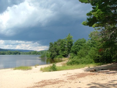 Picture of river with clouds approaching